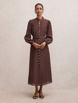 Elena Petite Midi Dress Chocolate Forever New