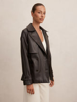 Payton Short PU Trench Coat Forever New