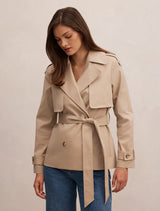 Teagan Short Trench Coat Sand Forever New