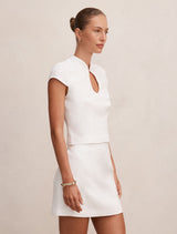 Ayla Keyhole Linen Top Forever New