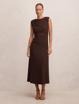 Alisa Ruched Jersey Midi Dress Freckle Forever New