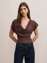 Phoebe Draped Cowl Top Bark Forever New