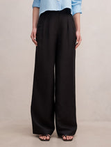 Eva Linen Wide Leg Pants Black Forever New