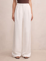 Eva Linen Wide Leg Pants Porcelain Forever New