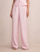 Eva Linen Wide Leg Pants Pink Whisper Set Forever New