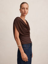 Olivia Draped Mesh Cape Top Forever New
