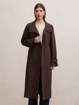 Florence Funnel Neck Trench Coat Chocolate Forever New