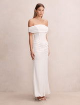 Ania Ruched Bardot Maxi Dress Forever New