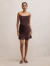 Isra Petite Drape Strapless Mini Dress