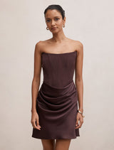 Isra Petite Drape Strapless Mini Dress