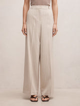 Hayden Straight Leg Pants Neutral Pinstripe Forever New