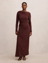 Kingsley Petite Hardware Jersey Midi Dress Deep Maroon Forever New