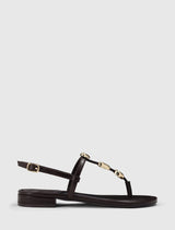 Fiona 2 Irregular Shaped Trim Flat Sandal Chocolate Brown Forever New
