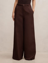 Matilda Linen Blend Wide Leg Pants Chocolate Freckle Forever New