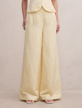 Matilda Linen Blend Wide Leg Pants Butter Yellow Set Forever New