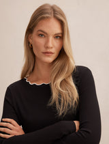 Rebecca Scallop Long Sleeve Top Forever New