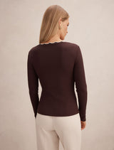 Rebecca Scallop Long Sleeve Top Forever New