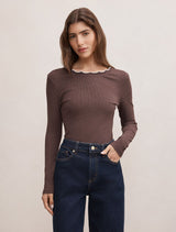 Rebecca Scallop Long Sleeve Top
