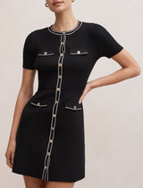Isobella Tipped Knit Mini Dress Forever New