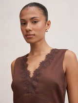 Zali Lace Trim Linen Mini Dress Forever New