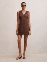 Zali Lace Trim Linen Mini Dress Forever New
