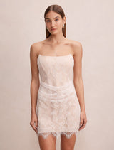 Brenna Corset Lace Mini Dress Ivory Forever New