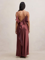 Allora Ruffle Back Satin Maxi Dress Forever New