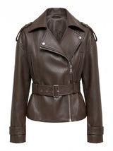 Brooklyn Pu Belted Biker Jacket