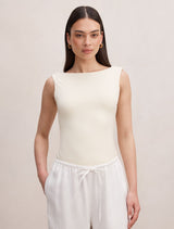 Bonnie Scoop Back Tank Top Lemon Buttercup Forever New