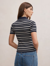 Sasha Striped Knit Polo T-Shirt Forever New