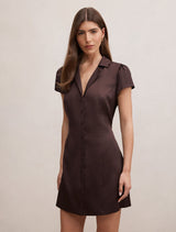 Blair Satin Collared Mini Dress Forever New