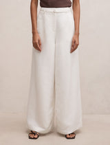 Matilda Petite Linen Blend Wide Leg Pants Porcelain Forever New