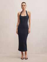Gina Halter Bodycon Midi Dress Navy Forever New