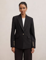 Trixie Petite Gold Button Blazer Black Forever New