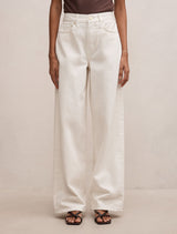 Gia Petite High Rise Wide Leg Jeans Ecru Forever New