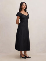 Portia Folded Collar Linen Midi Dress Forever New