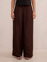 Eva Petite Linen Wide Leg Pants Dark Chocolate Forever New