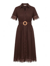 Eliana Lace Trim Linen Midi Dress Forever New