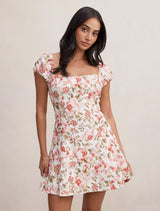 Pearl Cap Sleeve Mini Dress Red Regent Floral Forever New