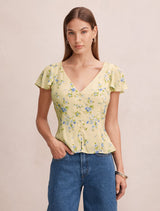 Daphne Flutter Sleeve Blouse Light Milford Floral Forever New
