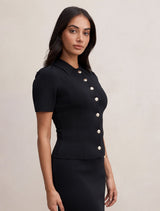 Esther Button Detail Knit Top Forever New