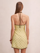 Ava Wrap Halter Linen Mini Dress Forever New