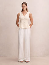 Portia Pleated Linen Top Forever New