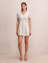 Saffia Pintuck Linen Mini Dress