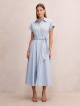 Mina Stripe Shirt Midi Dress Blue Stripe Forever New