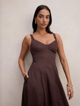 Chessy Seamed Cotton Midi Dress Forever New