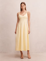 Chessy Seamed Cotton Midi Dress