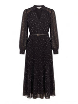 Clara Pleated Lace Trim Midi Dress Forever New
