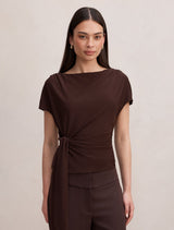 Celine Tie Detail Top Decadent Chocolate Forever New