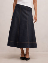 Georgia Denim Maxi Skirt Rinse Wash Forever New